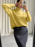 And Winter Pure Color Short High-Collar Sweater Women's Loose Leisure Knitting Shirt 2025 New Thicker
