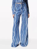 Zingj New Fashion Personality Street Hipster Wind High Waist Narrow Version Bump Color Ripple Micro La Wide Leg Women's