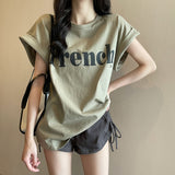 Zingj New Net Red Ins Super Fire Show Thin Shoulder Sweet Cool Short-Sleeved T-Shirt Loose Female Summer Student Coat