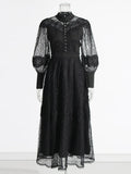 French Classical Style 2025 New Temperament Design Embroidered Laces To Show Thin Solid Color Dress