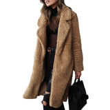 Women's Autumn And Winter Long Sleeves Collar Double-Sided Lady Plush Coat Long Coat Lamb Velvet