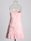 2025 Spring New Fashion Sexy Three-Dimensional Flowers Stitching Design Sense Hanging Lotus Side A-Shaped Dress
