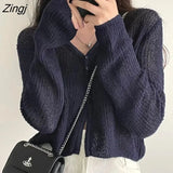 Sweaters Women Pure Color Elegant Ulzzang Lady V-neck Knitting Leisure Student All-match Holiday Basic Sun-proof