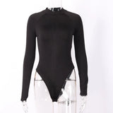 Zingj Women's Spring Autumn New Long Sleeve Zipper Round Collar Slim Sexy Hot Girl Pure Color