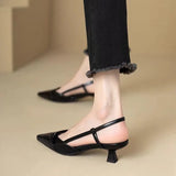 Patent Leather Heeled Sandals Women 2025 Summer New Retro Style And Korean Version Of Casual Single-Shoe