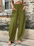 Solid Color Pocket Trousers With An