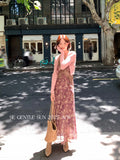 Xixi 2025 Autumn New White Standard Elegant High-Rise Sling Dress Thin Print Dress Women