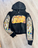 2025 New Trendy Street Loose Hooded St. Women's Printed Sweater Autumn And Winter Zipper Coat