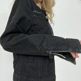 Trendy Fashion Cool Black Water Wash Denim Vintage Casual Long-Sleeved Jacket 2025