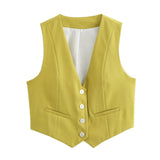Color Y2K2025 Summer Leisure Repair Vest Sleeveless Vest Short Blouse Women
