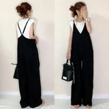 Solid Color 2025 Summer New Women's Slings Pure Color Casual Loose Broad Leg