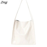 Bags Patent Leather Glossy Chic Fashion Leisure Ins Korean Large Capacity Ladies Tote-bag Ulzzang Folding Students