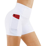 Shorts Solid Color High Waist Pocket Hip Tight Three-Point Hot Pants Running Training Fitness
