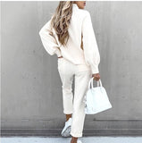 Autumn And Winter Hot Sale High-Necked Long Sleeve Grab Velvet Fashion Casual Jacket Set