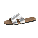 Boken Slippers Female H Drag Wear 2025 New High-End Sense French Flat-Bottomed Beach Word Drag