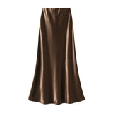 Temperament Pressure Folded Bare-Faced Fishtail Half-Dress Girl Spring Hanging Thin Bag-Butbice Long Dress
