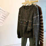 Horn Buckle Sweater Cardigan Women's Autumn And Winter Korean Loose Lazy Wind Embroidered Jakore Knitwear