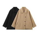 Women's Autumn And Winter New Fashion Loose Blending Solid Coat Coat