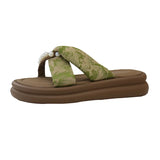 Slippers Women Wear Fashion 2025 New Pearl Decoration Cross With Seaside Holiday National Wind