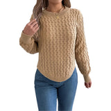 Shooting Autumn And Winter Casual Pure Color Lantern Sleeve Irregular Jacket Sweater Women's
