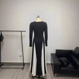 Sexy Women's New Sexy Black And White Splicing Long-Sleeved
