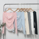 Autumn Fake Two Lace Lace Collar Folding Long Sleeves Slimming Bottom T-Shirt Top Woman