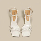 Temperament High Heels Women 2025 Summer New Hollow Shallow Mouth Square Heel Sandals Gentle Banquet Show