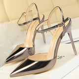 Shoes Fashion Sandals Women 2022 Patent Leather High Heels Women Sandals Summer Heeled Sandals Pointed Toe Women