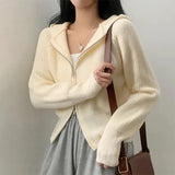 Double-headed Zipper Solid Color Hooded CardiganOutfit
