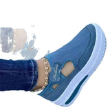 Large-Size Flying Breathable Leisure Single Shoe Slope Hed Thick Sole Hollow Magic Sticker Round Head Low Female Single