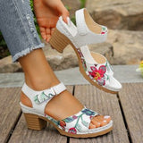 High-Heeled Sandals 2025 Summer New Magic Sticker Casual Retro Coarse Sheel Women's