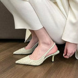 Zingj / Summer 2023 New Thin Shoes With Pointed Head And Back Empty Sandals Women's Small Fragrant Wind French Shoes High Heel