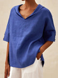 Summer New Women's Solid Cotton Loose Top T-Shirt Short