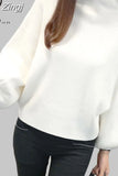 Winter Women Sweater Fashion Turtleneck Lantern Sleeve Pullovers Loose Knitted Female Jumper Tops Pull