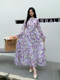 Fragile Chiffon Dress Women's Autumn Dress New Over-Knee Dress Gentle Wind-Float Mid-Floive Mid-Flouse Fairy