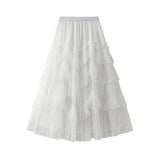 Skirt 2025 Spring New Mesh Dress Design Half-Dress Net Yarn Splicing Ponpong Skirt