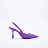 2025 New Pointed Thin Heel Single Shoes Behind The Empty Bag Head Sandals High Heel Shoes Green Women