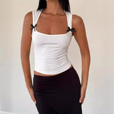 Zingj New Summer Y2K Fashion Bow Slim Short Style Sling Slim Vest
