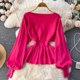 And Winter New French Knitted Set Of Lotus Lantern Long-Sleeved Tops Two Sets Of