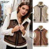 Women's Clothing 2025 Autumn And Winter New Fur One-Piece Velvet Splicing Vest