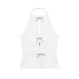 Women's ZA Summer New Bow Ornament Hanging Neck Vest Skirt