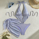 2024 New Bright Two-Piece Set Hollow One-Piece Swimsuit Bikini