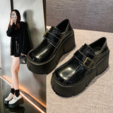 Leather Shoes 2025 Spring And Autumn New Metal Belt Buckle Waterproof Platform Platform With Mary Jane Love Single Shoes