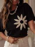 Version Is Good Thin Three-Dimensional Embroidery Folds Soft Thin Breathable Round Neck Short Sleeve