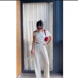 Women's INS Bursts Of Sleeveless Knitted Trousers Set Holiday Light