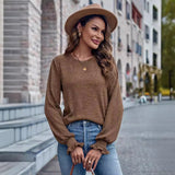 Hot Selling New Women's Wear 2025 Round Collar Solid Color Casual Loose Women's