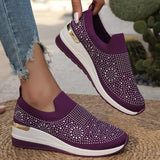 Women's Shoes 2025 New Round Head Slope And Fashion Hot Diamond Sports Leisure Pedal Women's