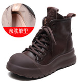 Cowhedular Retro Martin Boots Women 2025 Autumn And Winter New Set Of Leisure Short Boots With Round Head High-Top