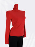 Zingj Cotton Super Soft Pendant Pile Collar Bottom Shirt Female Spring With A Slim Solid Color High Collar Long Sleeve
