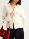 And Winter New Metal Buttons Casual Elegant Knitted Cardigan Sweater Women's